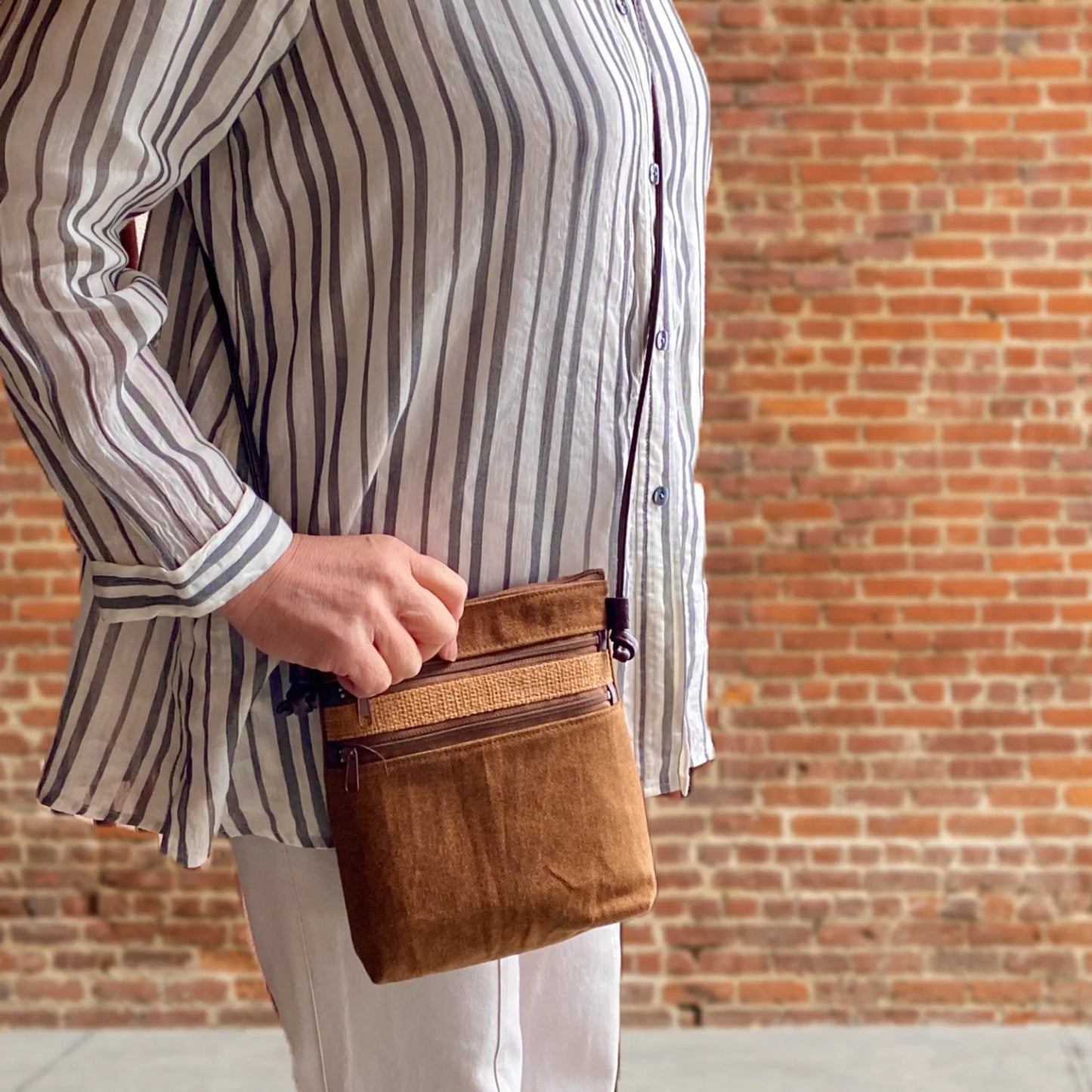 しな布×柿渋サコッシュ(小)