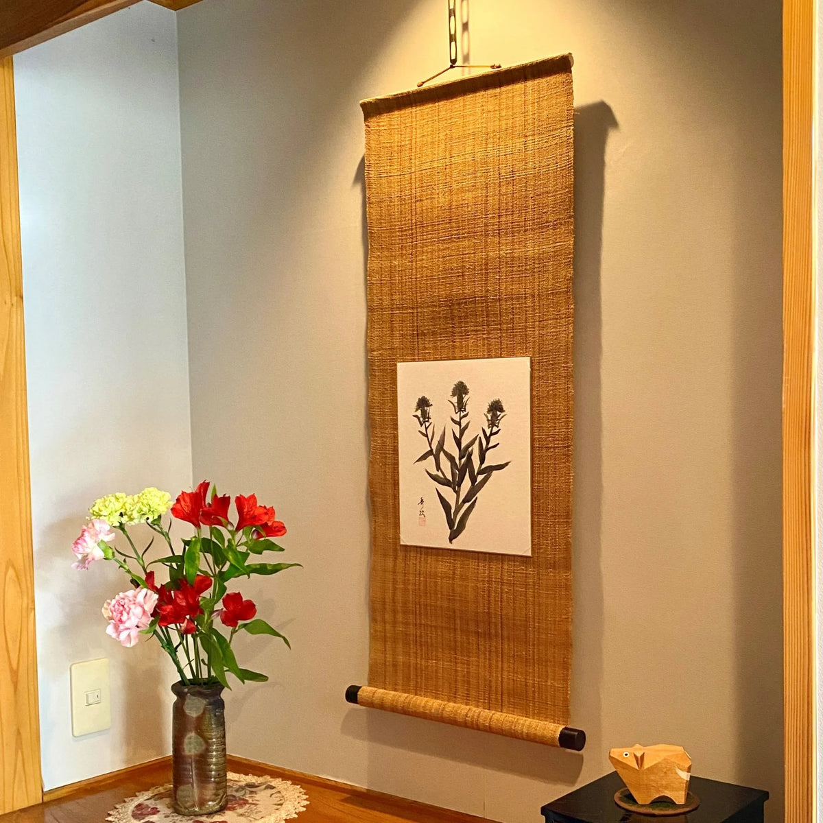 【自宅保管品】藤井苔渓山人★色紙★額縁付き しな織色紙掛け 90cm – しな織創芸石田